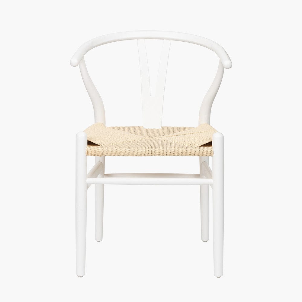 Quinn White Beech Wood and Natural Paper Rope Dining Chair.