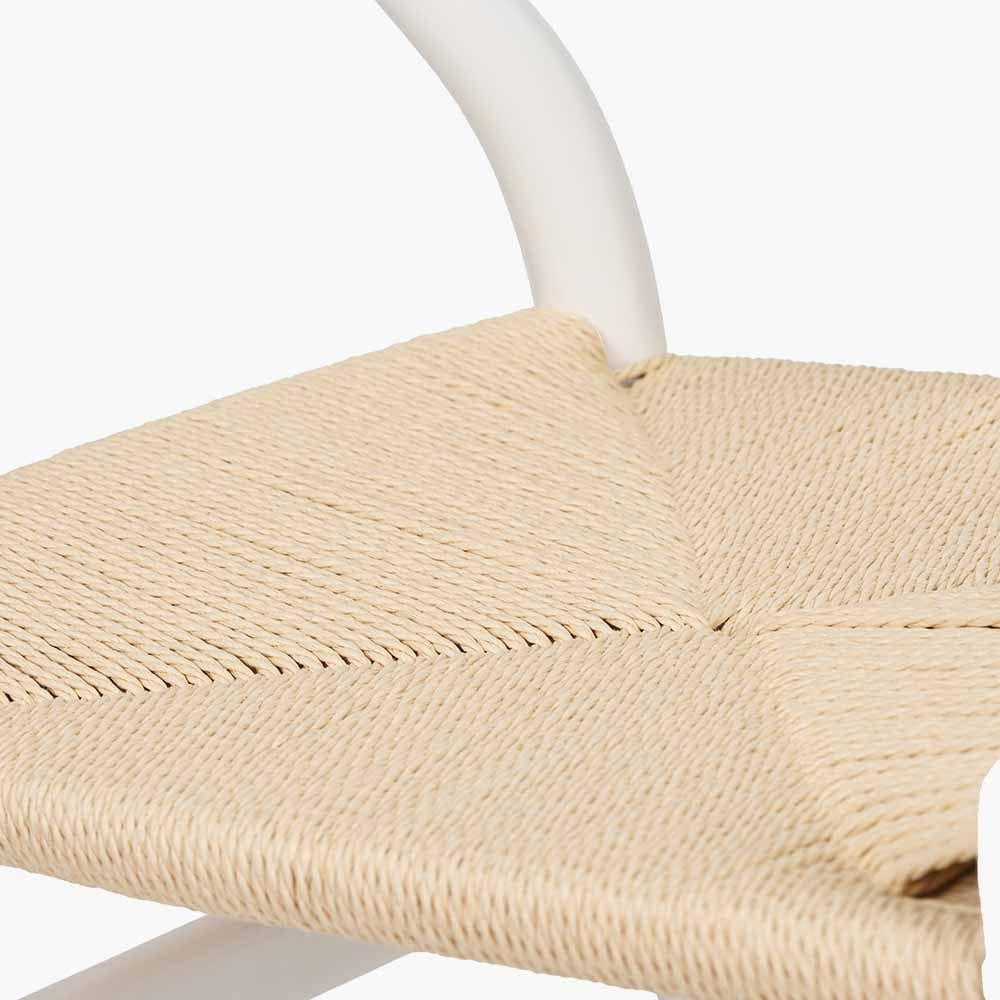 Quinn White Beech Wood and Natural Paper Rope Dining Chair.