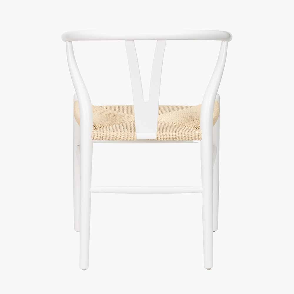 Quinn White Beech Wood and Natural Paper Rope Dining Chair.