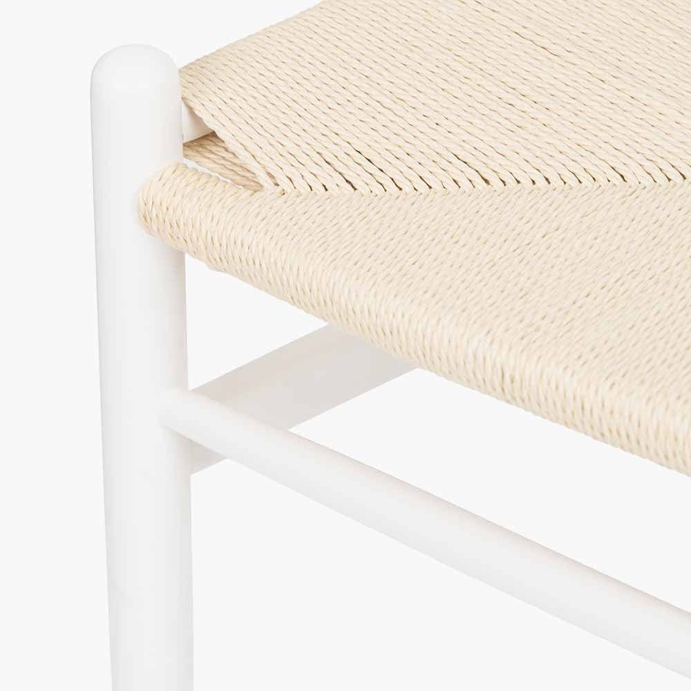 Quinn White Beech Wood and Natural Paper Rope Dining Chair.