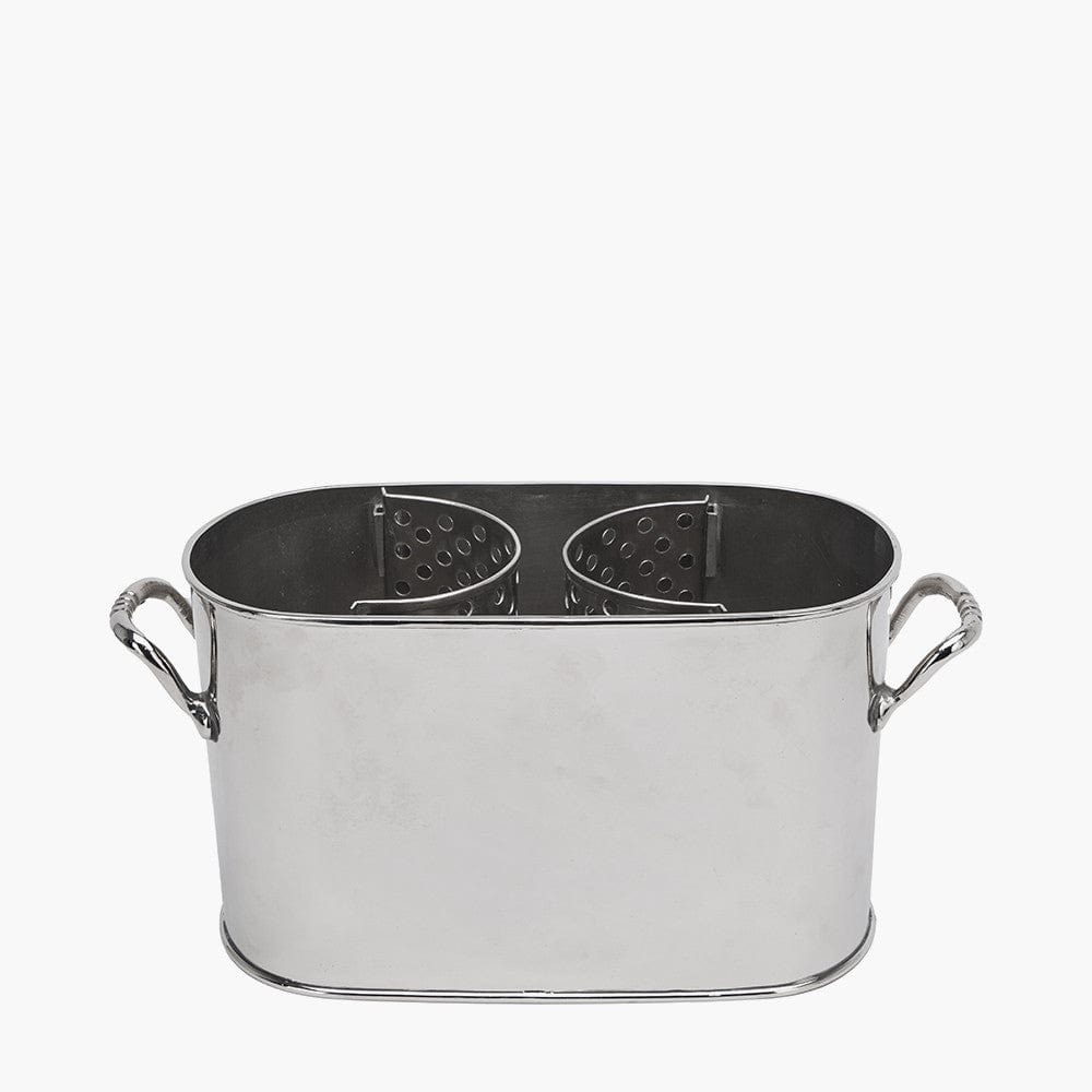 Silver Metal 2 Bottle Wine Holder.