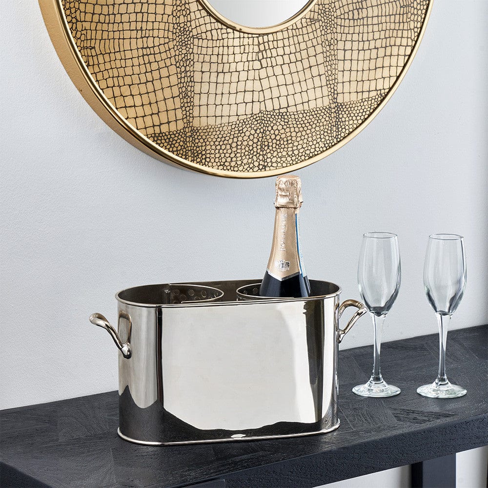 Silver Metal 2 Bottle Wine Holder.