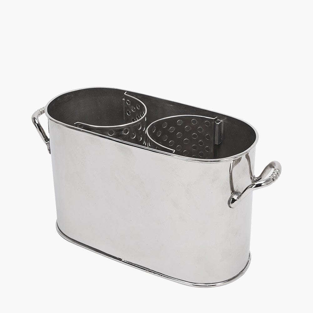 Silver Metal 2 Bottle Wine Holder.