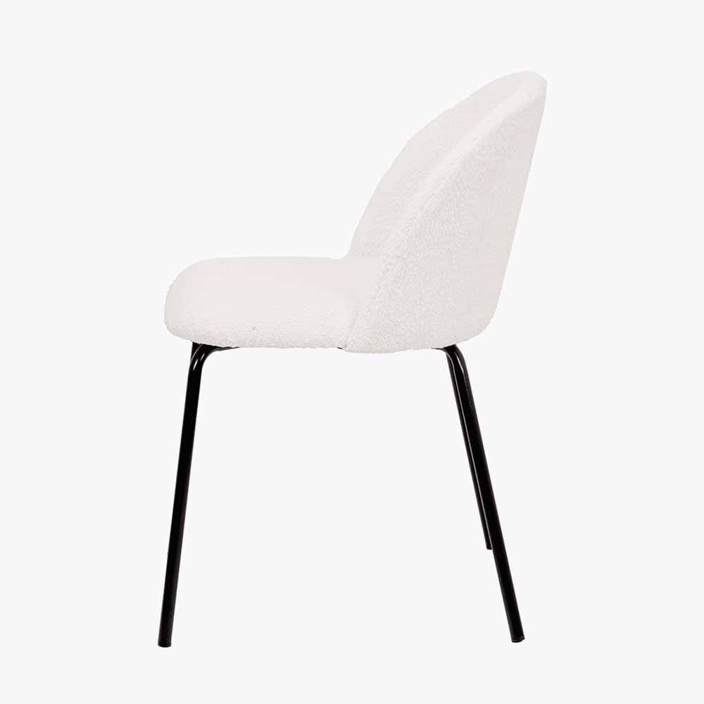 Pacific Lifestyle Dining Turi Bouclé Fabric and Black Metal Dining Chair House of Isabella UK