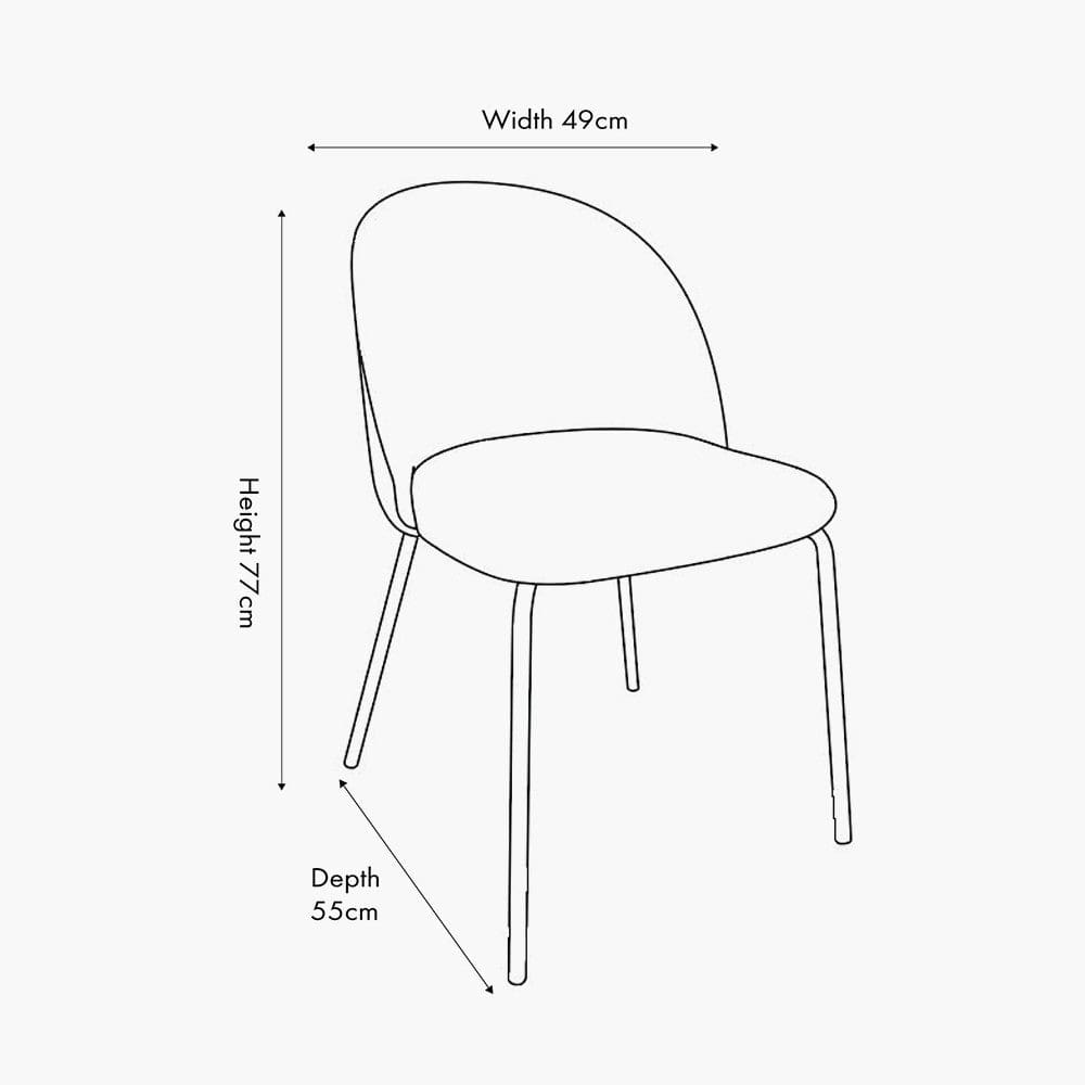 Turi Bouclé Fabric and Black Metal Dining Chair.