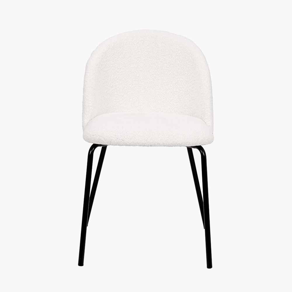 Turi Bouclé Fabric and Black Metal Dining Chair.