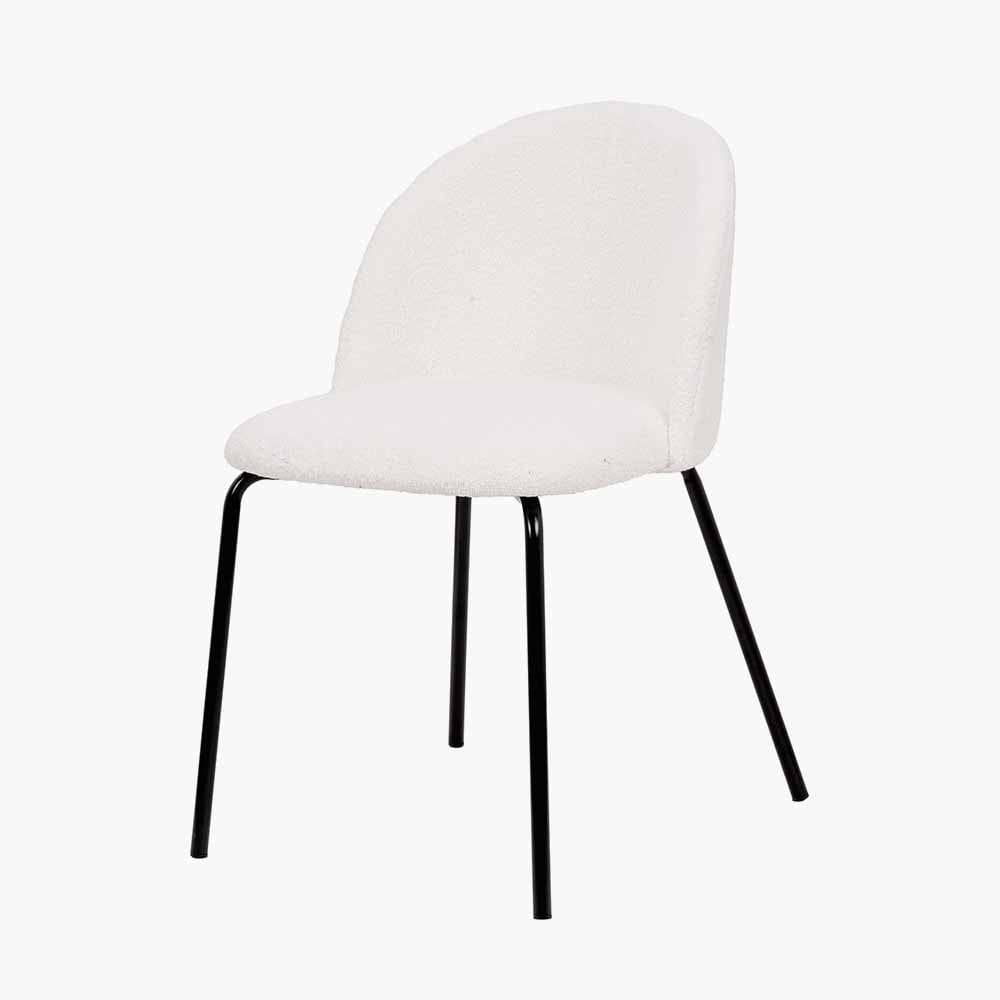 Pacific Lifestyle Dining Turi Bouclé Fabric and Black Metal Dining Chair House of Isabella UK