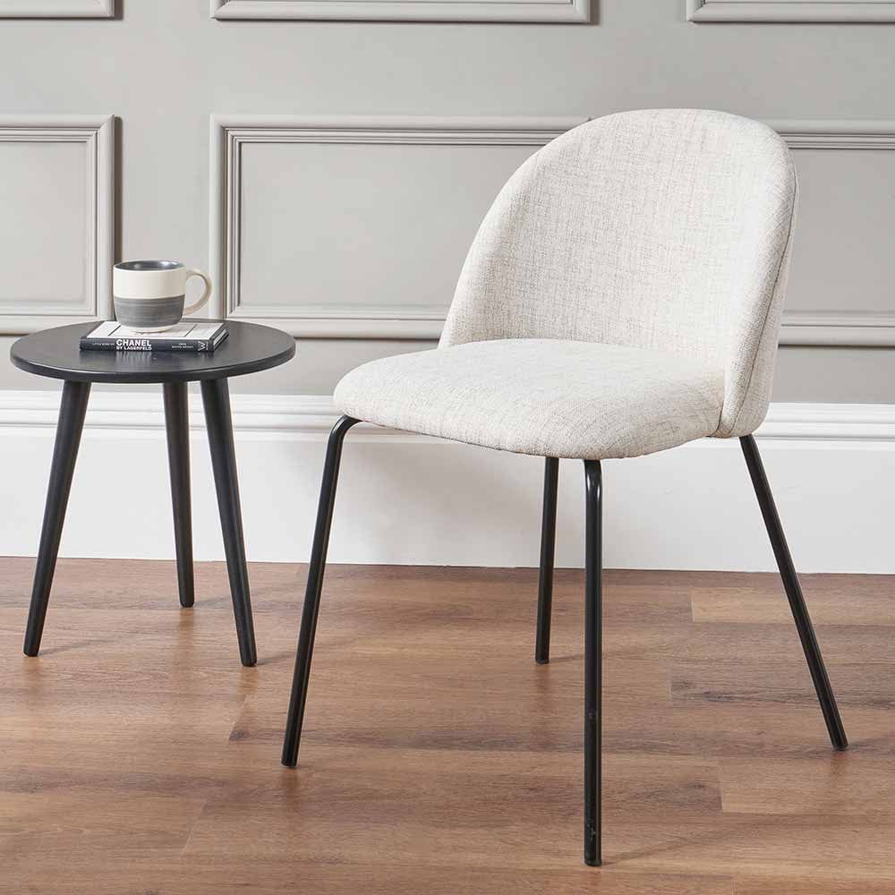 Turi Pebble Linen Mix and Black Metal Dining Chair.