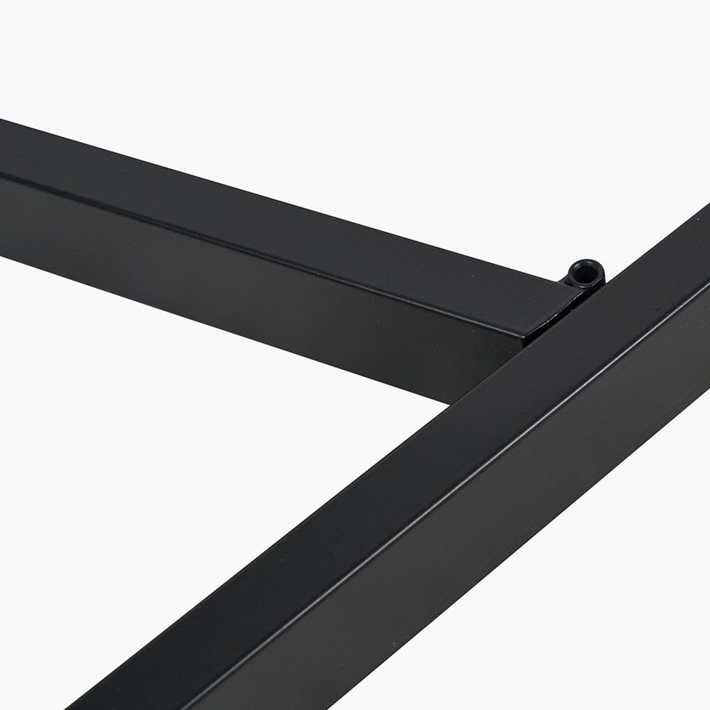 Ukiah Grey Oak Veneer and Black Metal Dining Table.