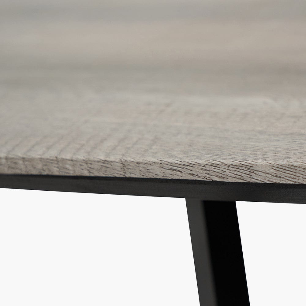 Ukiah Grey Oak Veneer and Black Metal Dining Table.