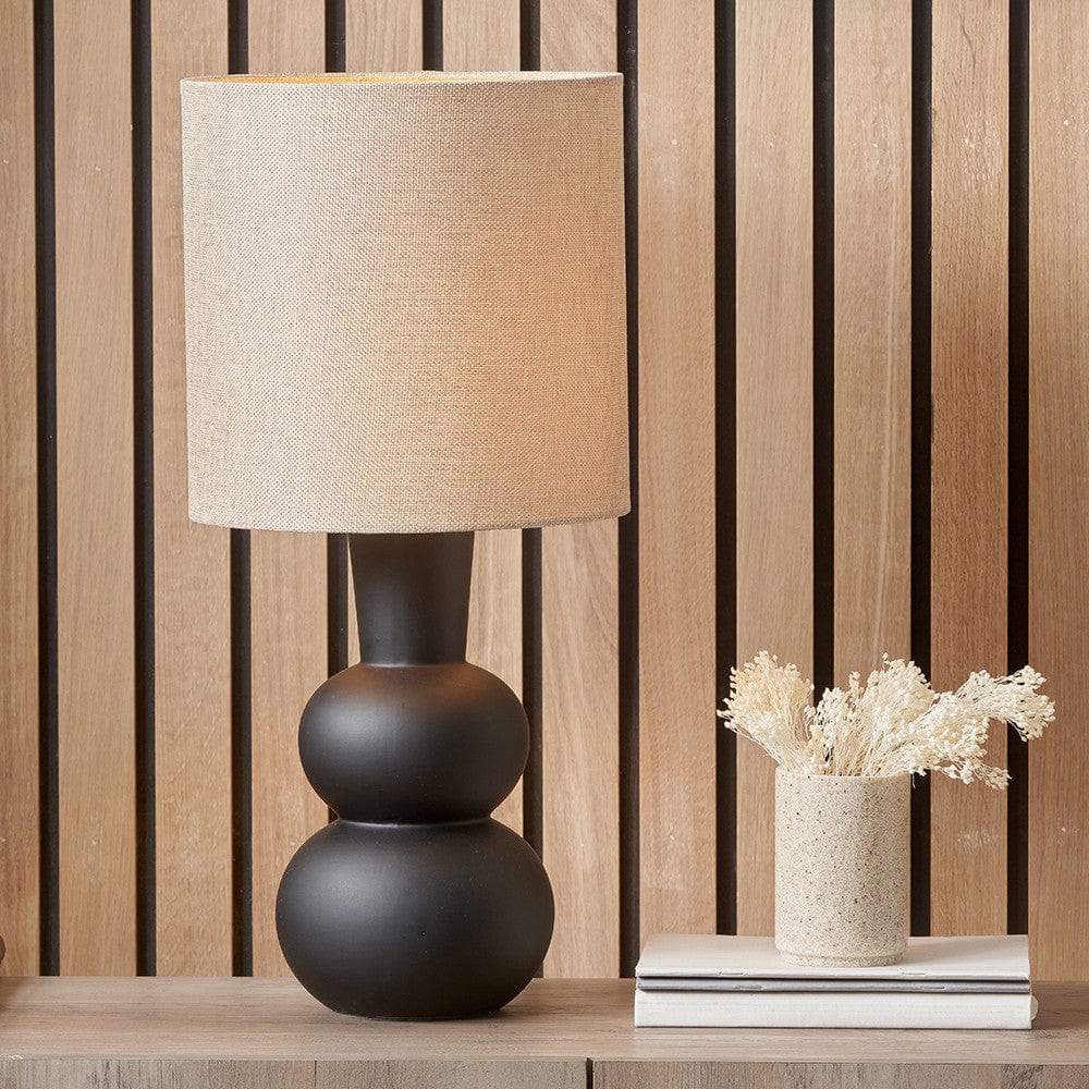 Aaliyah Black Curved Bottle Ceramic Table Lamp.