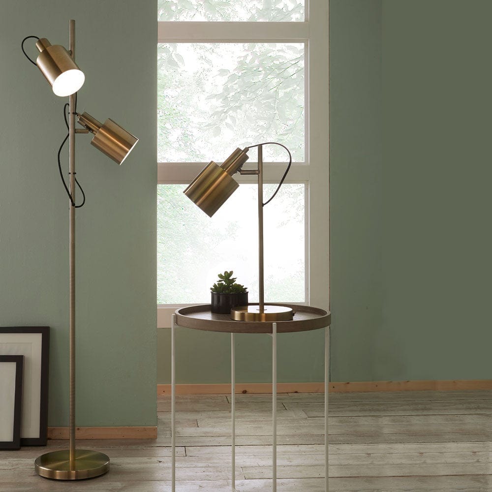 Aaron Antique Brass Metal Task Floor Lamp.