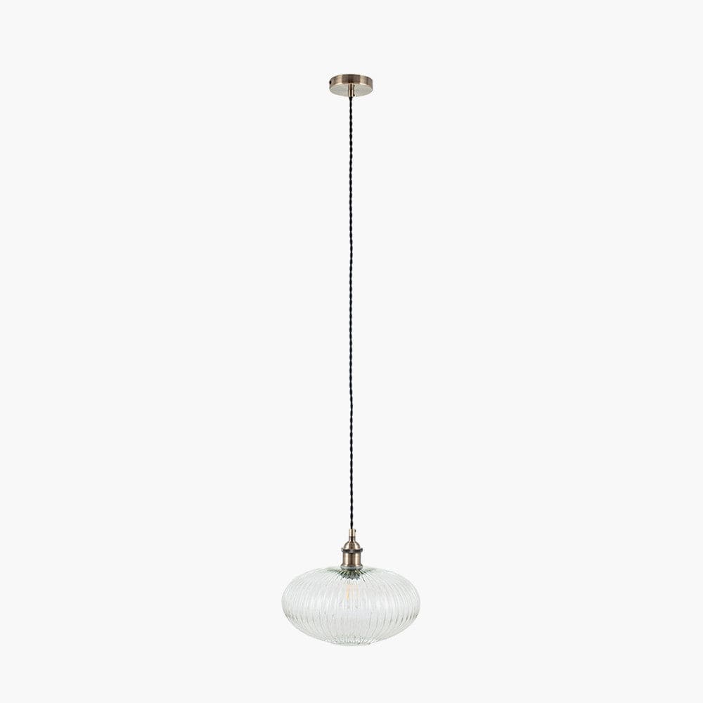 Pacific Lifestyle Lighting Abigail Clear Ribbed Glass Oval Pendant House of Isabella UK