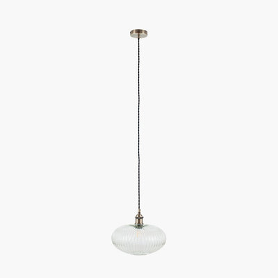 Pacific Lifestyle Lighting Abigail Clear Ribbed Glass Oval Pendant House of Isabella UK