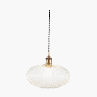 Pacific Lifestyle Lighting Abigail Clear Ribbed Glass Oval Pendant House of Isabella UK