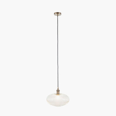 Pacific Lifestyle Lighting Abigail Clear Ribbed Glass Oval Pendant House of Isabella UK