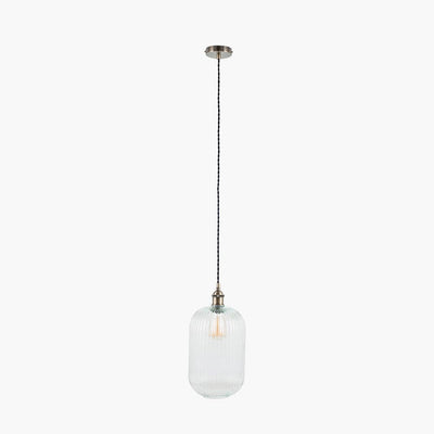 Pacific Lifestyle Lighting Abigail Clear Ribbed Glass Tall Pendant House of Isabella UK