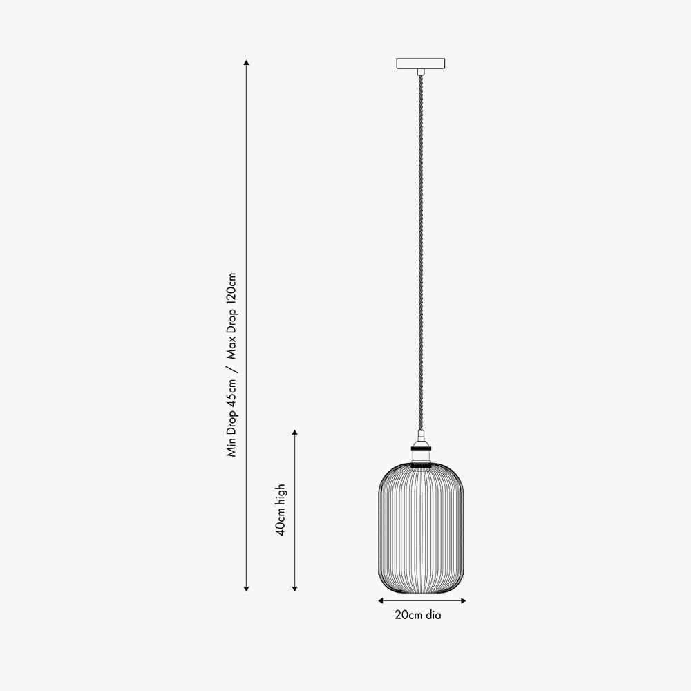 Abigail Clear Ribbed Glass Tall Pendant.