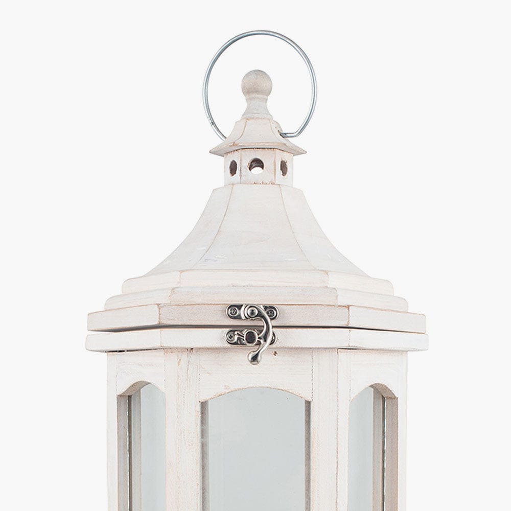 Adaline White Wash Wood Lantern Table Lamp.