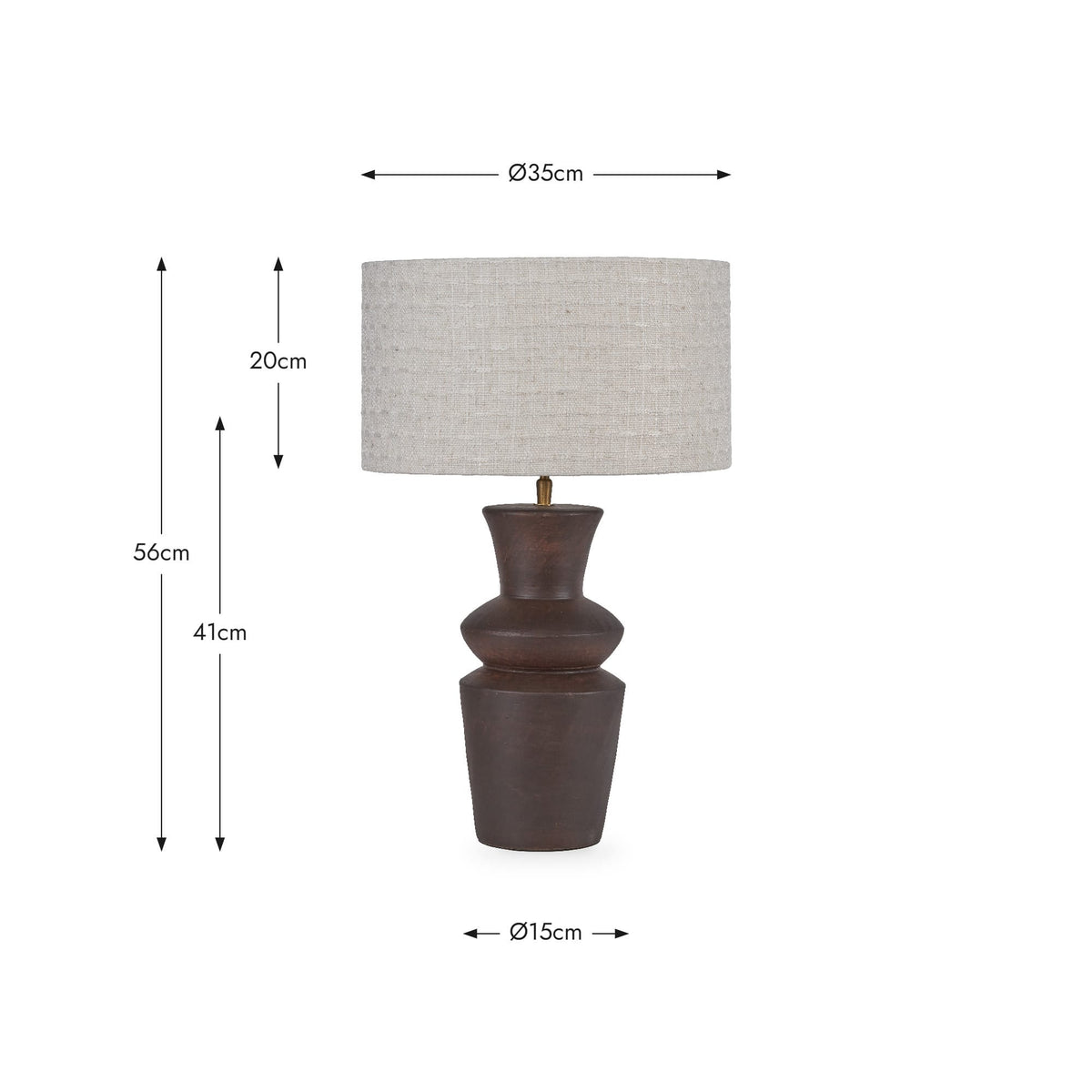 Pacific Lifestyle Lighting Aditi Dark Brown Curved Terracotta Table Lamp House of Isabella UK