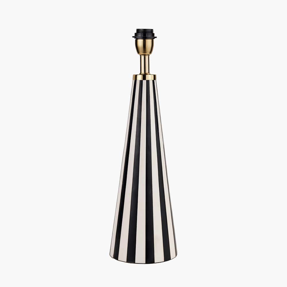 Alejo Black and White Stripe Conical Resin Table Lamp.