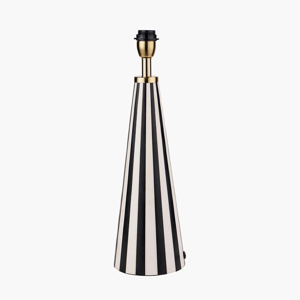 Alejo Black and White Stripe Conical Resin Table Lamp.