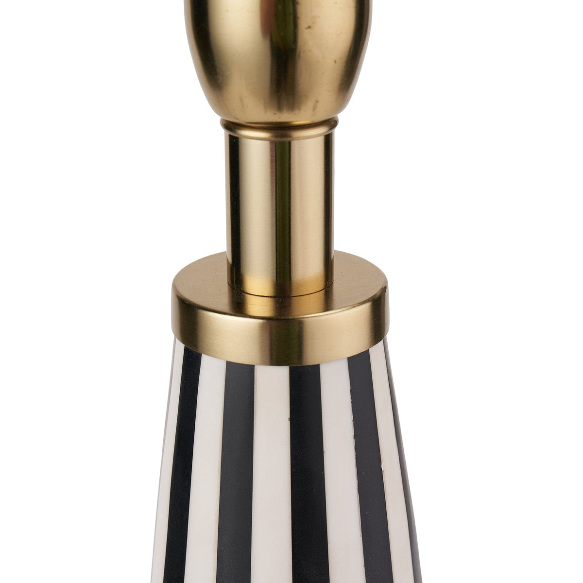 Alejo Black and White Stripe Conical Resin Table Lamp.