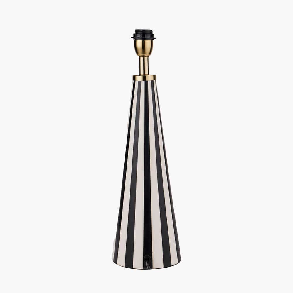 Alejo Black and White Stripe Conical Resin Table Lamp.