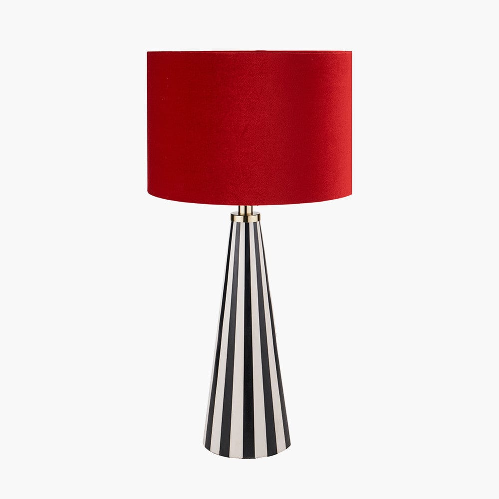 Alejo Black and White Stripe Conical Resin Table Lamp.
