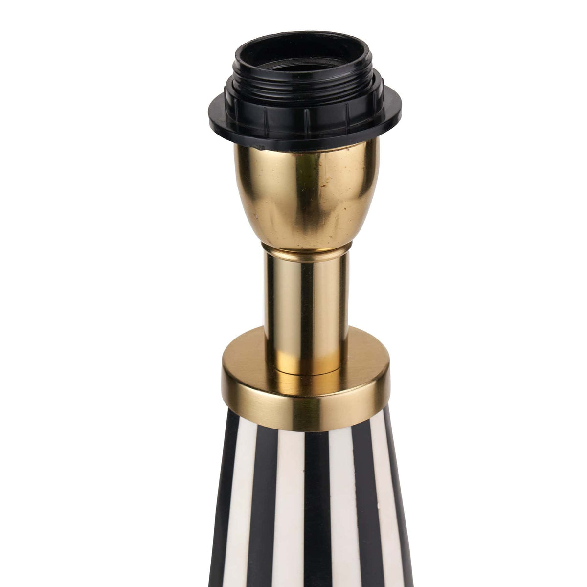 Alejo Black and White Stripe Conical Resin Table Lamp.