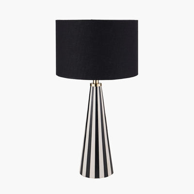 Pacific Lifestyle Lighting Alejo Black and White Stripe Conical Resin Table Lamp | OUTLET House of Isabella UK