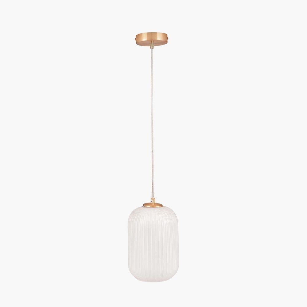 Pacific Lifestyle Lighting Alessia White Glass and Gold Metal Ribbed Glass Pendant House of Isabella UK