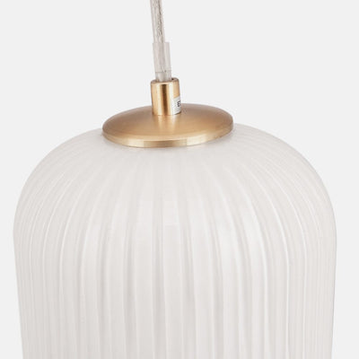 Pacific Lifestyle Lighting Alessia White Glass and Gold Metal Ribbed Glass Pendant House of Isabella UK