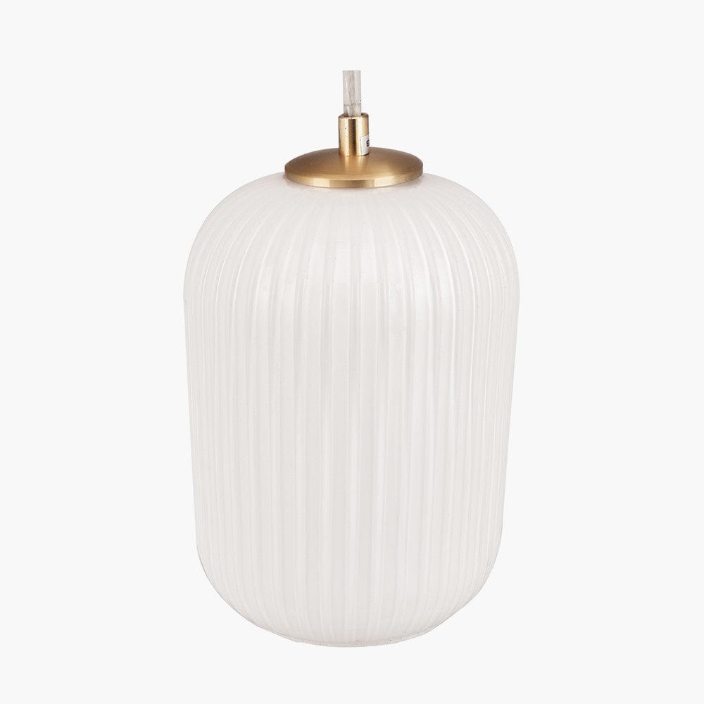 Pacific Lifestyle Lighting Alessia White Glass and Gold Metal Ribbed Glass Pendant House of Isabella UK