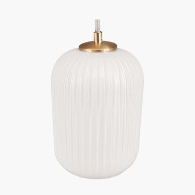 Pacific Lifestyle Lighting Alessia White Glass and Gold Metal Ribbed Glass Pendant House of Isabella UK