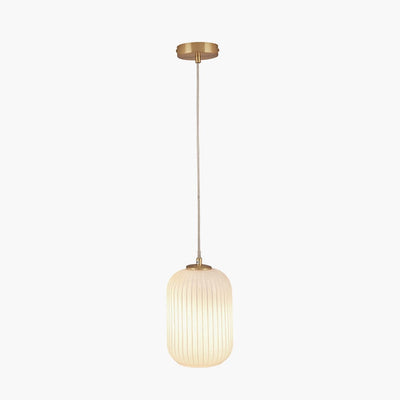 Pacific Lifestyle Lighting Alessia White Glass and Gold Metal Ribbed Glass Pendant House of Isabella UK