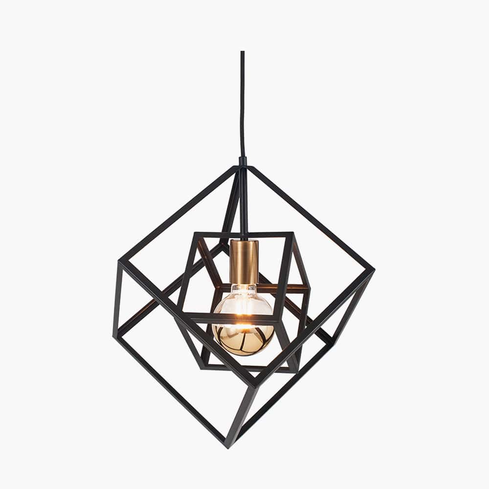 Pacific Lifestyle Lighting Alessio Matt Black Metal Cube Pendant House of Isabella UK