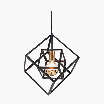 Pacific Lifestyle Lighting Alessio Matt Black Metal Cube Pendant House of Isabella UK