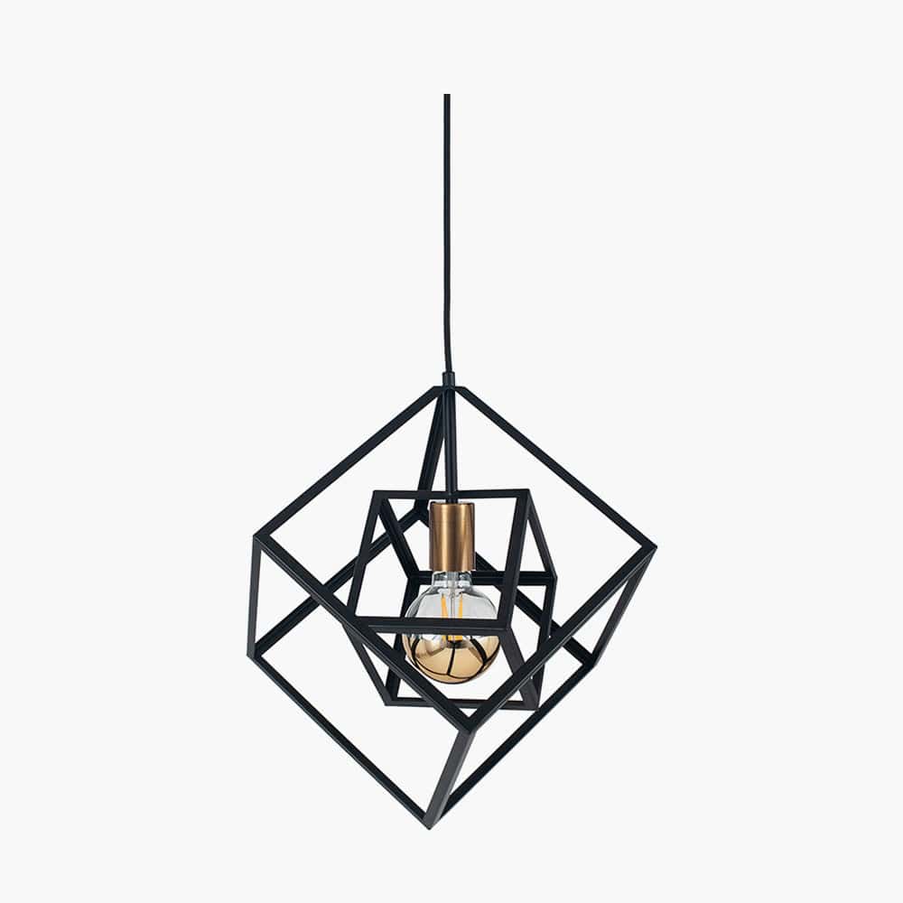 Alessio Matt Black Metal Cube Pendant.