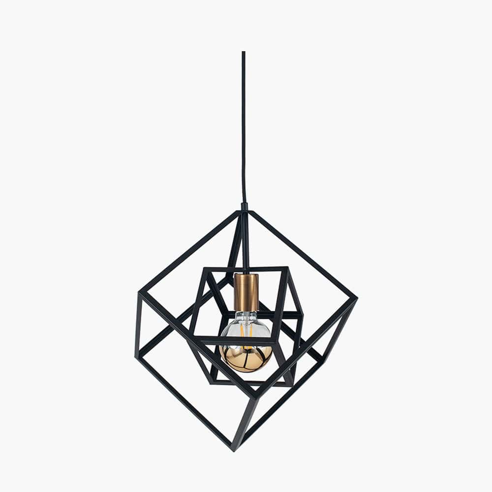 Pacific Lifestyle Lighting Alessio Matt Black Metal Cube Pendant House of Isabella UK