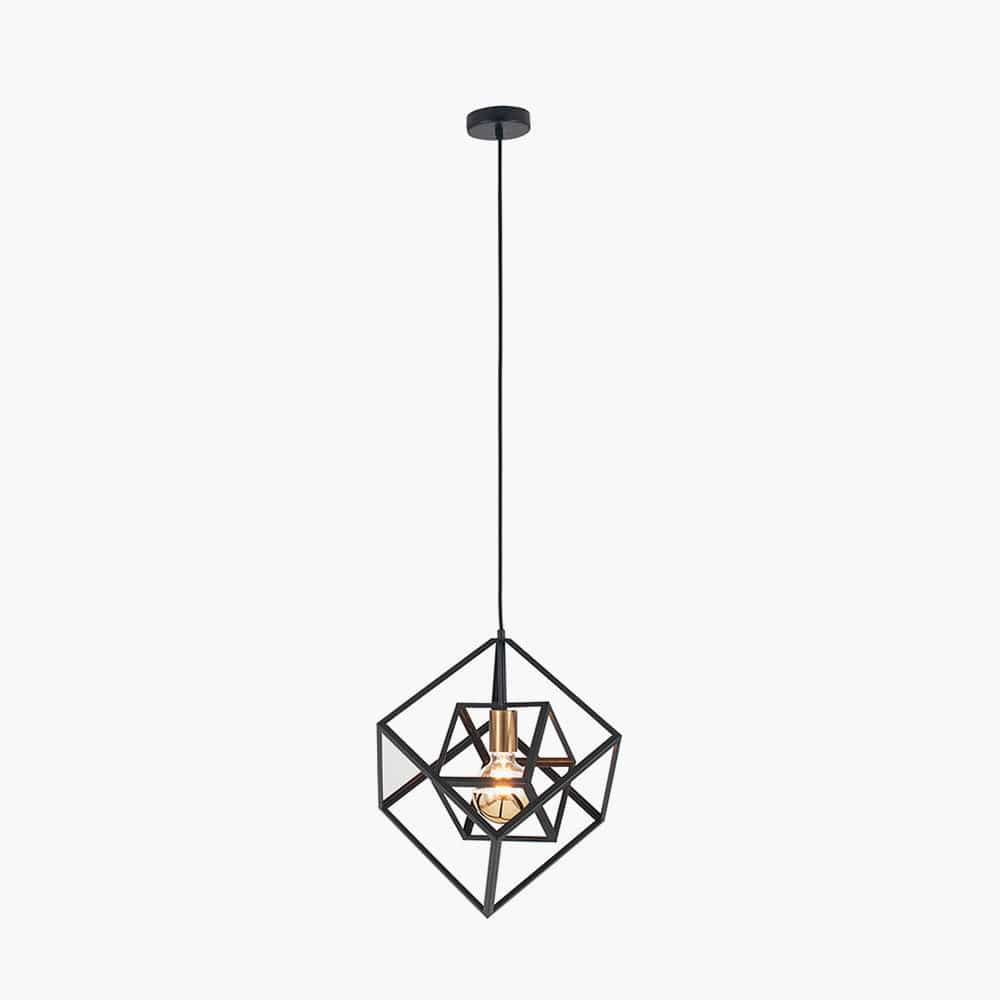Alessio Matt Black Metal Cube Pendant.