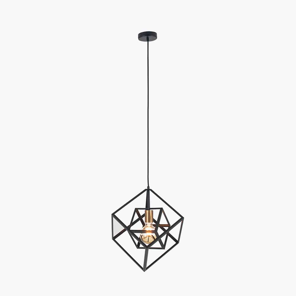 Pacific Lifestyle Lighting Alessio Matt Black Metal Cube Pendant House of Isabella UK