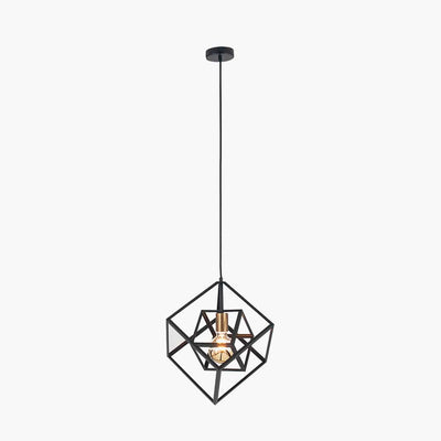 Pacific Lifestyle Lighting Alessio Matt Black Metal Cube Pendant House of Isabella UK