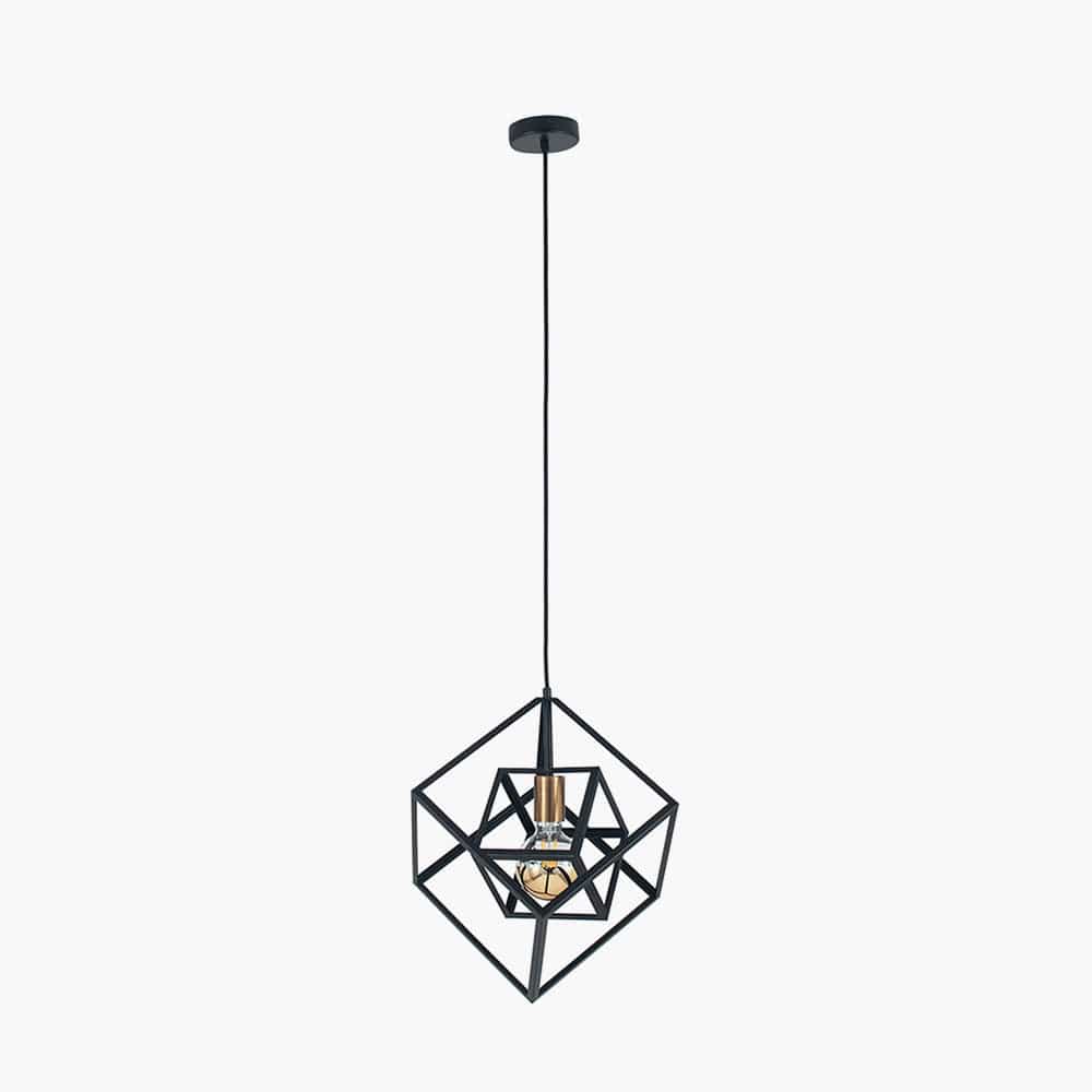 Alessio Matt Black Metal Cube Pendant.