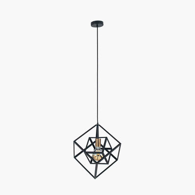 Pacific Lifestyle Lighting Alessio Matt Black Metal Cube Pendant House of Isabella UK