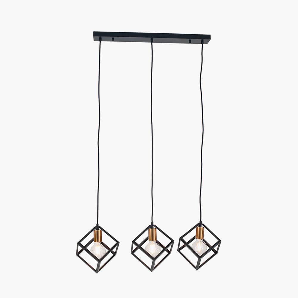 Alessio Matt Black Metal Three Cube Pendant.