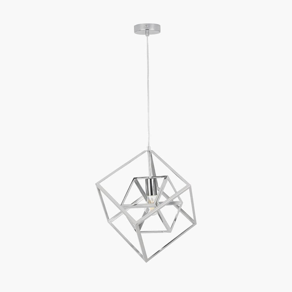 Alessio Shiny Nickel Metal Cube Pendant.