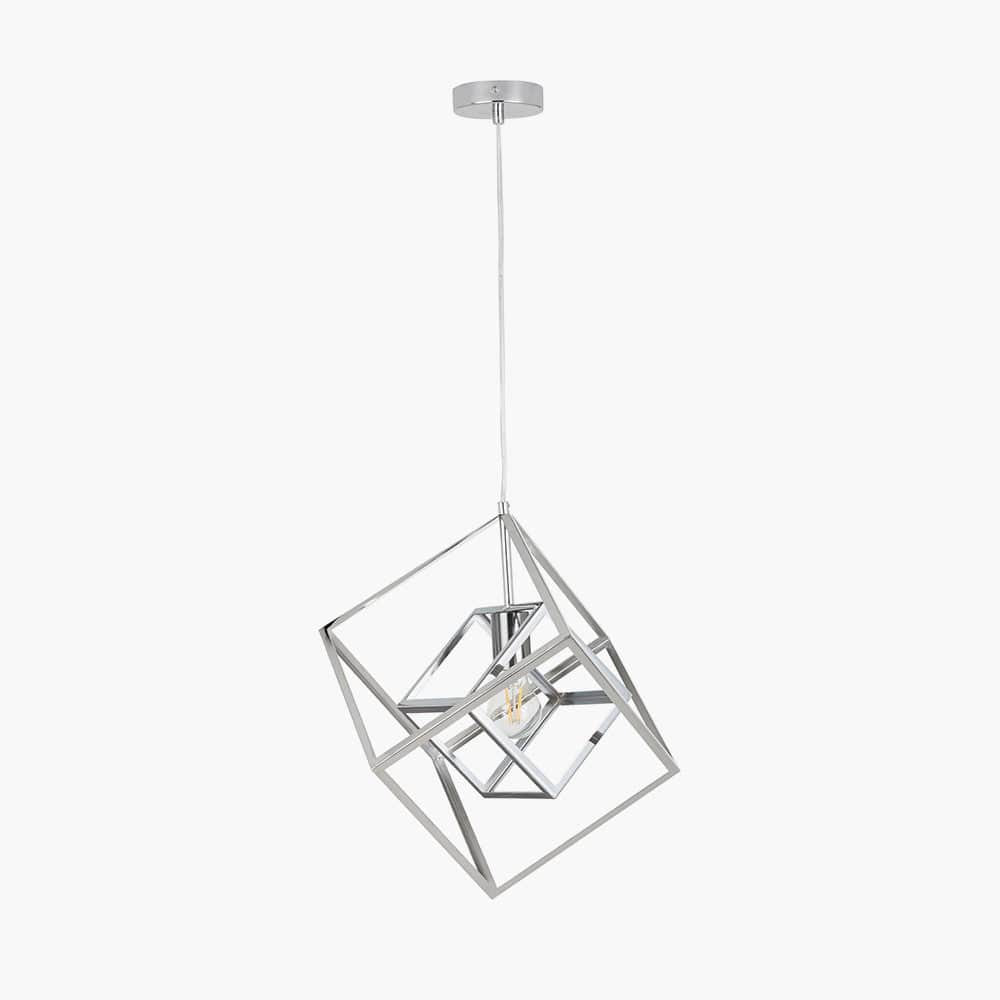Alessio Shiny Nickel Metal Cube Pendant.