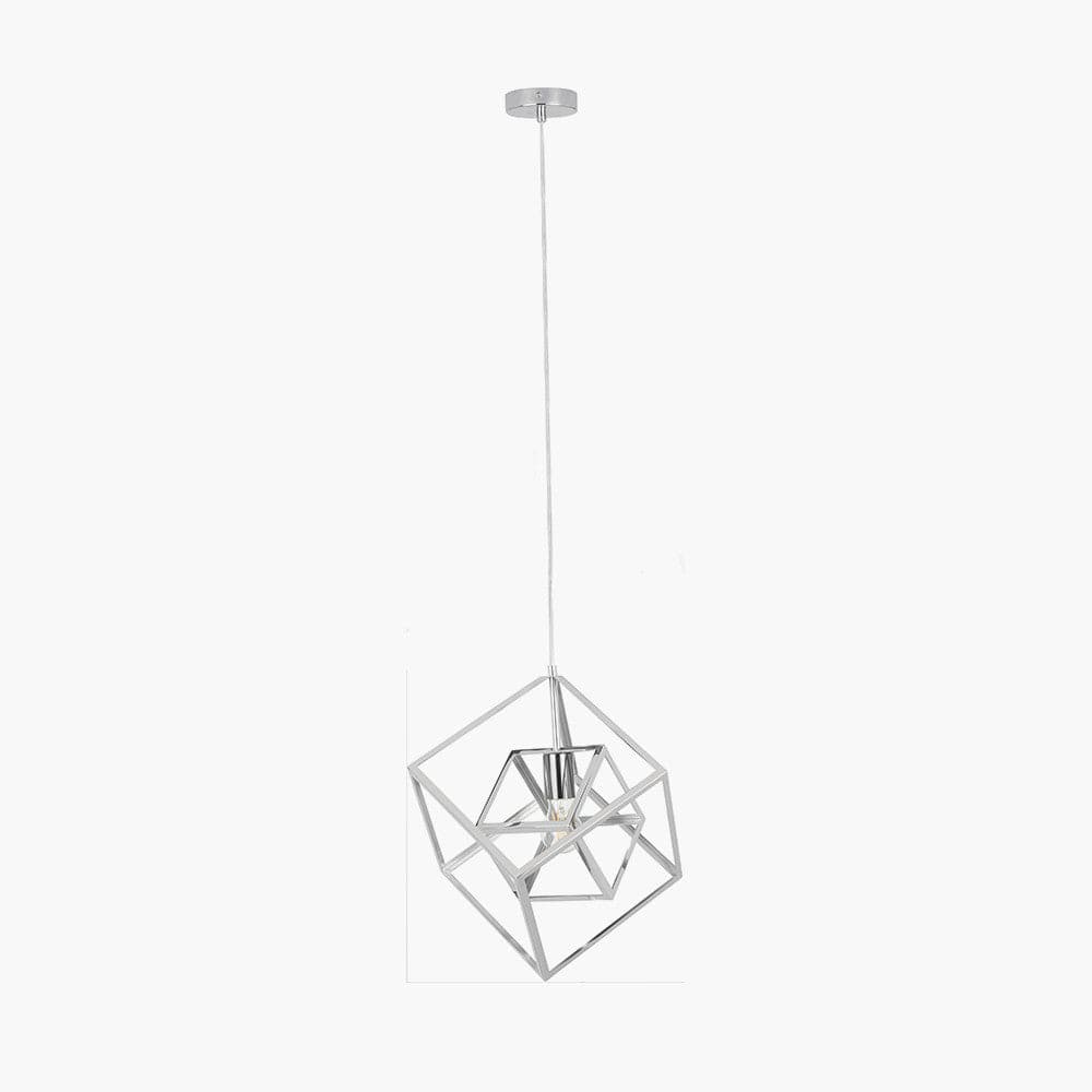 Alessio Shiny Nickel Metal Cube Pendant.