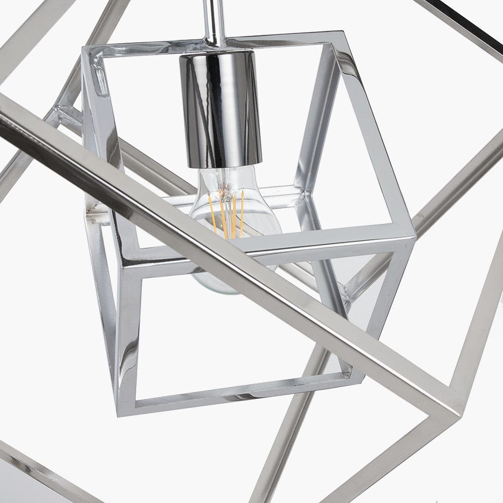 Alessio Shiny Nickel Metal Cube Pendant.